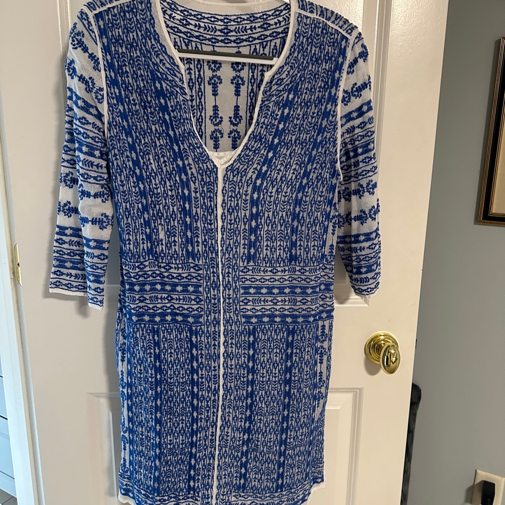 Dodo Bar Or Blue and White Boho Mini Dress